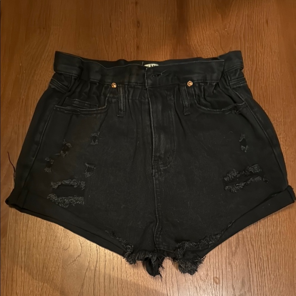 Signature8 Black Distressed Jean Shorts